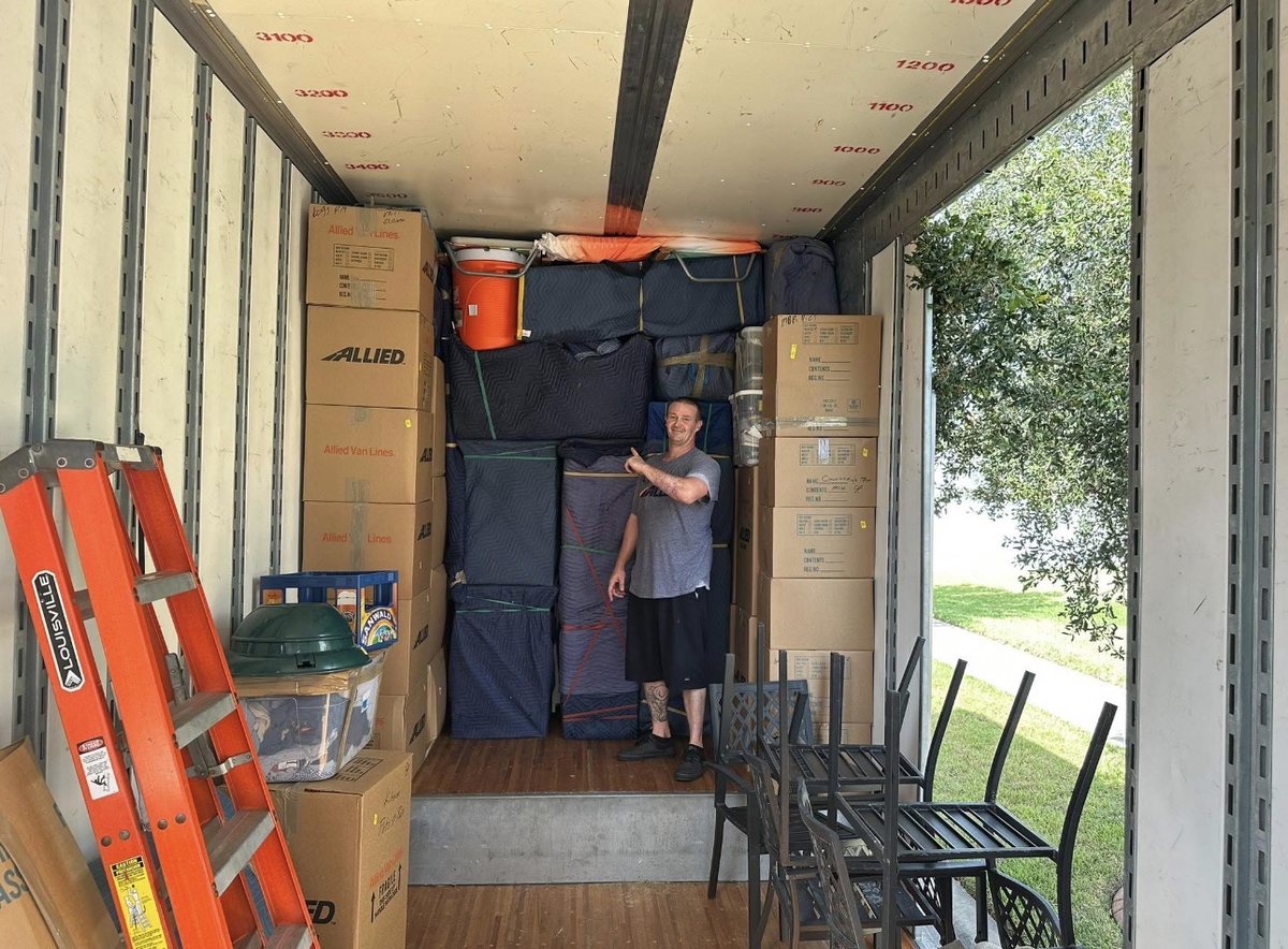 A truck loaded tight and secure by our crew